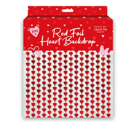 Valentine's Heart Foil Backdrop 1M X 2.5M