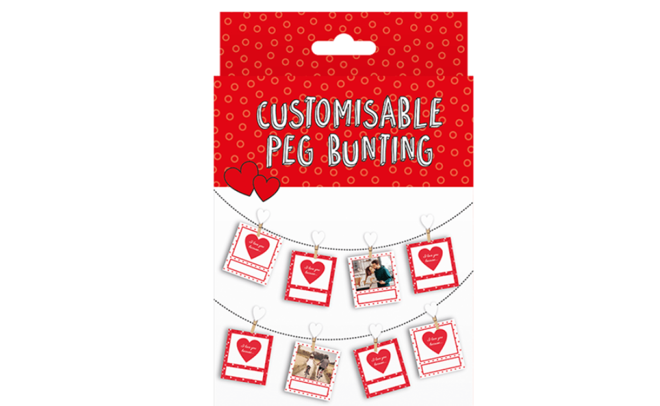 Valentines Customisable Peg Bunting 1.5M