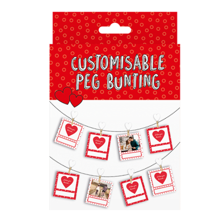 Valentines Customisable Peg Bunting 1.5M