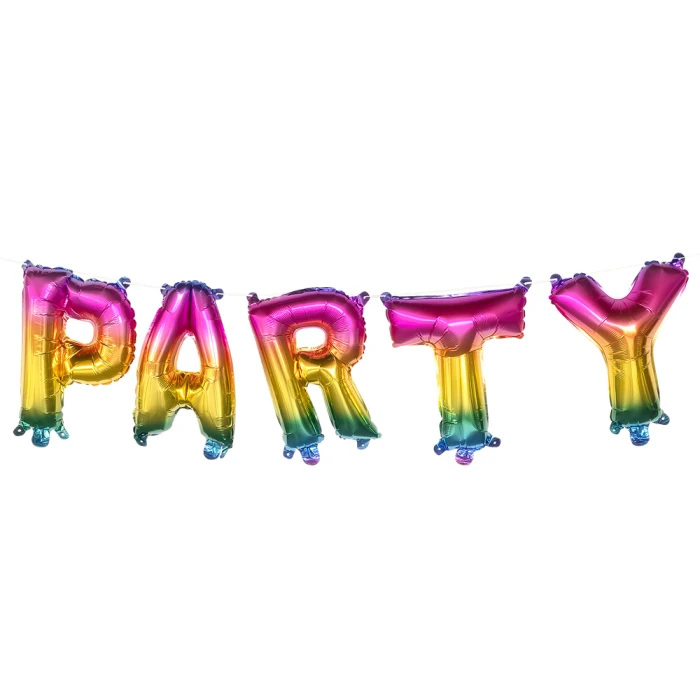 Foil balloon garland 'P A R T Y' rainbow - Image 1